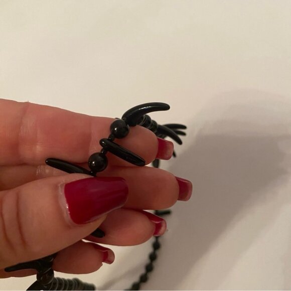 NECKLACE JET BLACK BEADS 925 STERLING SILVER CLASP 17” CHOKER - Picture 5 of 11